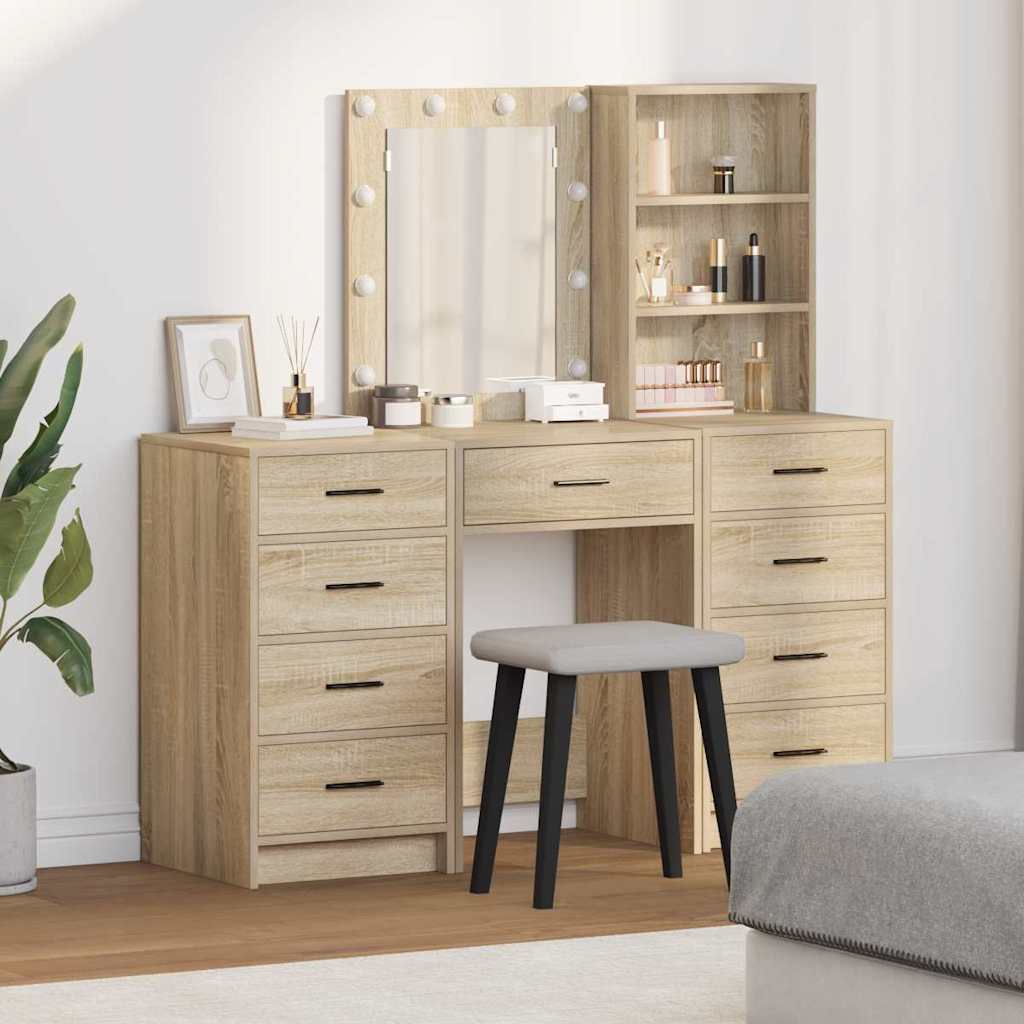 vidaXL Kaptafel met lade 3 pcs Wit 40 x 41 x 135 cm Bewerkt hout