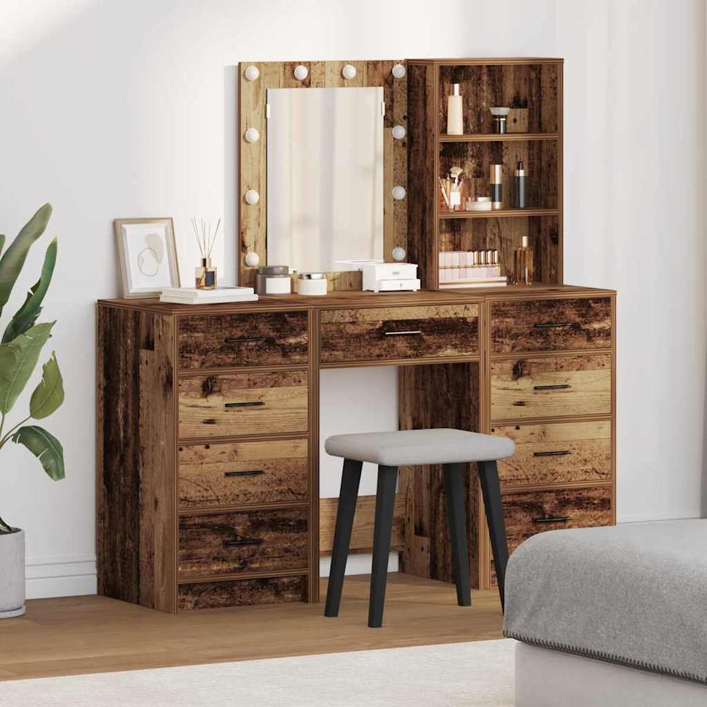 vidaXL Kaptafel met lade 3 pcs Wit 40 x 41 x 135 cm Bewerkt hout