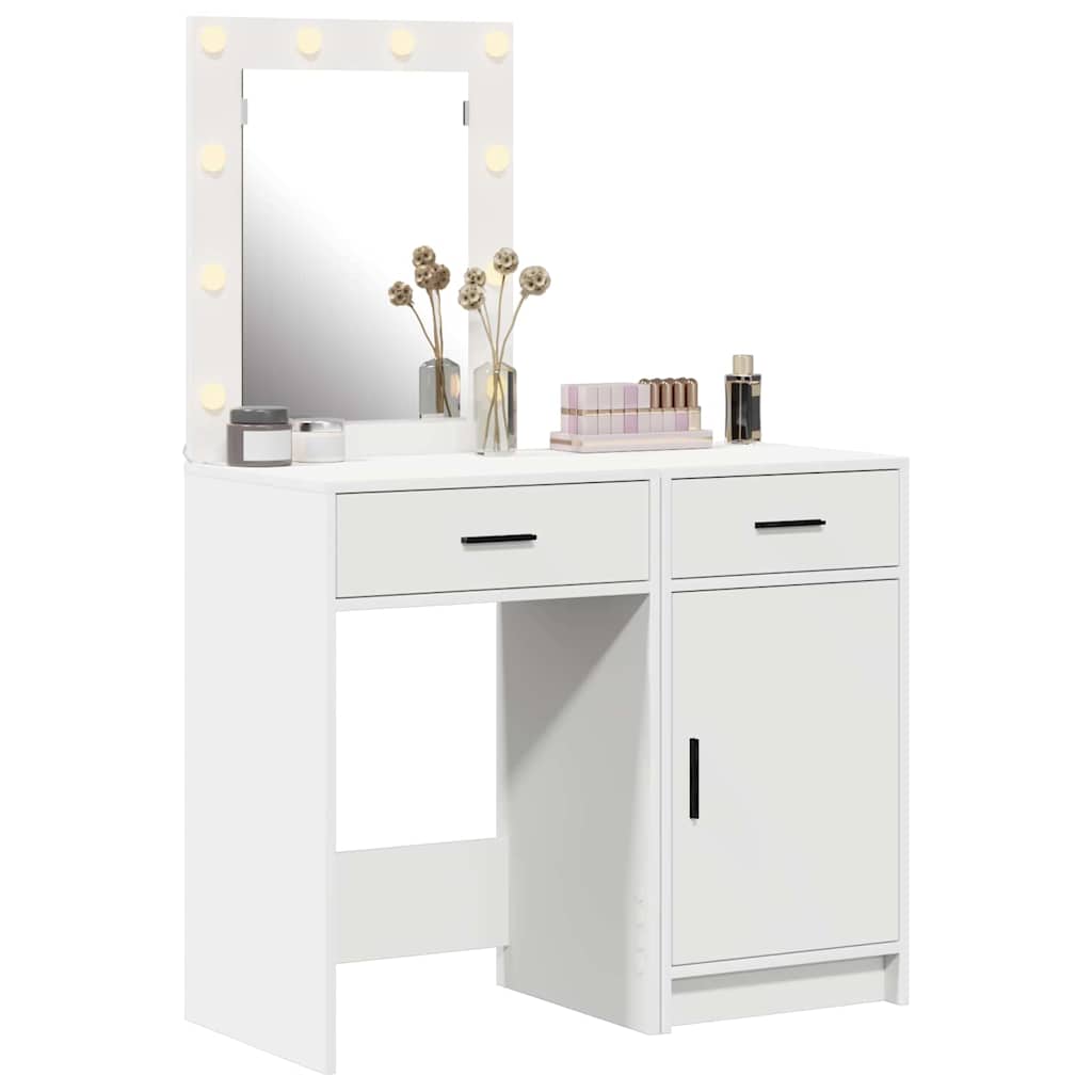 vidaXL Kaptafel met lade 2 pcs Wit 50 x 41 x 135 cm Bewerkt hout