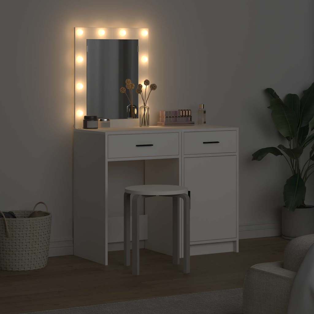 vidaXL Kaptafel met lade 2 pcs Wit 50 x 41 x 135 cm Bewerkt hout
