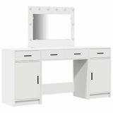 vidaXL Kaptafel met spiegellichten met lade 3 pcs Wit Bewerkt hout