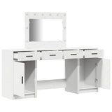 vidaXL Kaptafel met spiegellichten met lade 3 pcs Wit Bewerkt hout