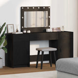 vidaXL Kaptafel met spiegellichten met lade 3 pcs Wit Bewerkt hout