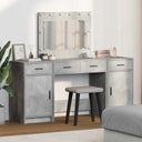 vidaXL Kaptafel met spiegellichten met lade 3 pcs Wit Bewerkt hout