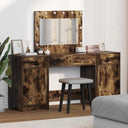 vidaXL Kaptafel met spiegellichten met lade 3 pcs Wit Bewerkt hout