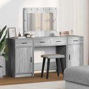 vidaXL Kaptafel met spiegellichten met lade 3 pcs Wit Bewerkt hout