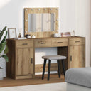 vidaXL Kaptafel met spiegellichten met lade 3 pcs Wit Bewerkt hout
