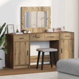vidaXL Kaptafel met spiegellichten met lade 3 pcs Wit Bewerkt hout