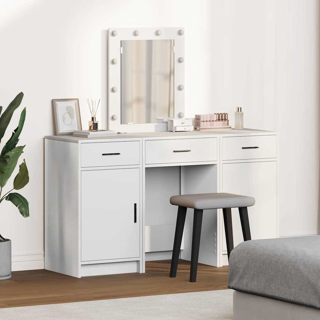 vidaXL Dressing table with mirror lights White 50 x 41 x 135 cm Engineered wood