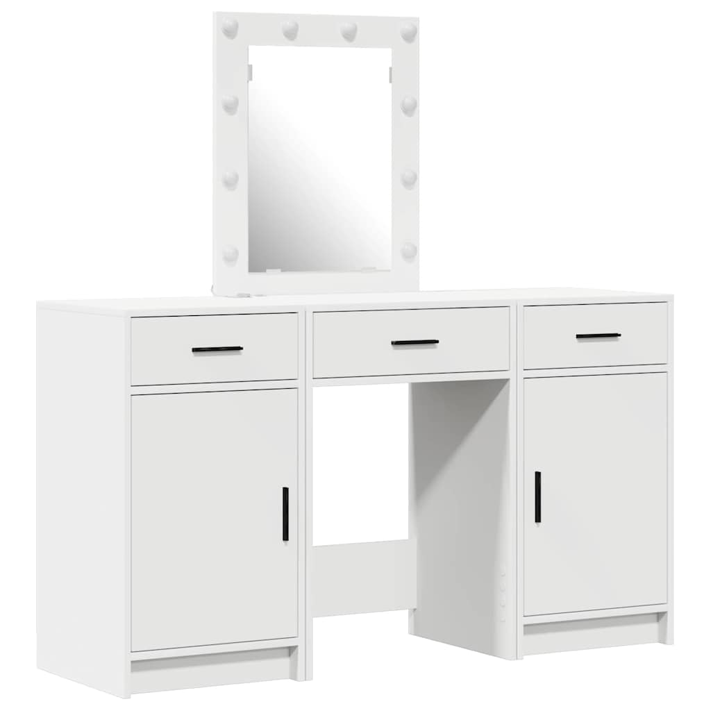 vidaXL Dressing table with mirror lights White 50 x 41 x 135 cm Engineered wood