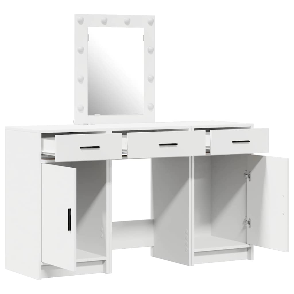 vidaXL Dressing table with mirror lights White 50 x 41 x 135 cm Engineered wood
