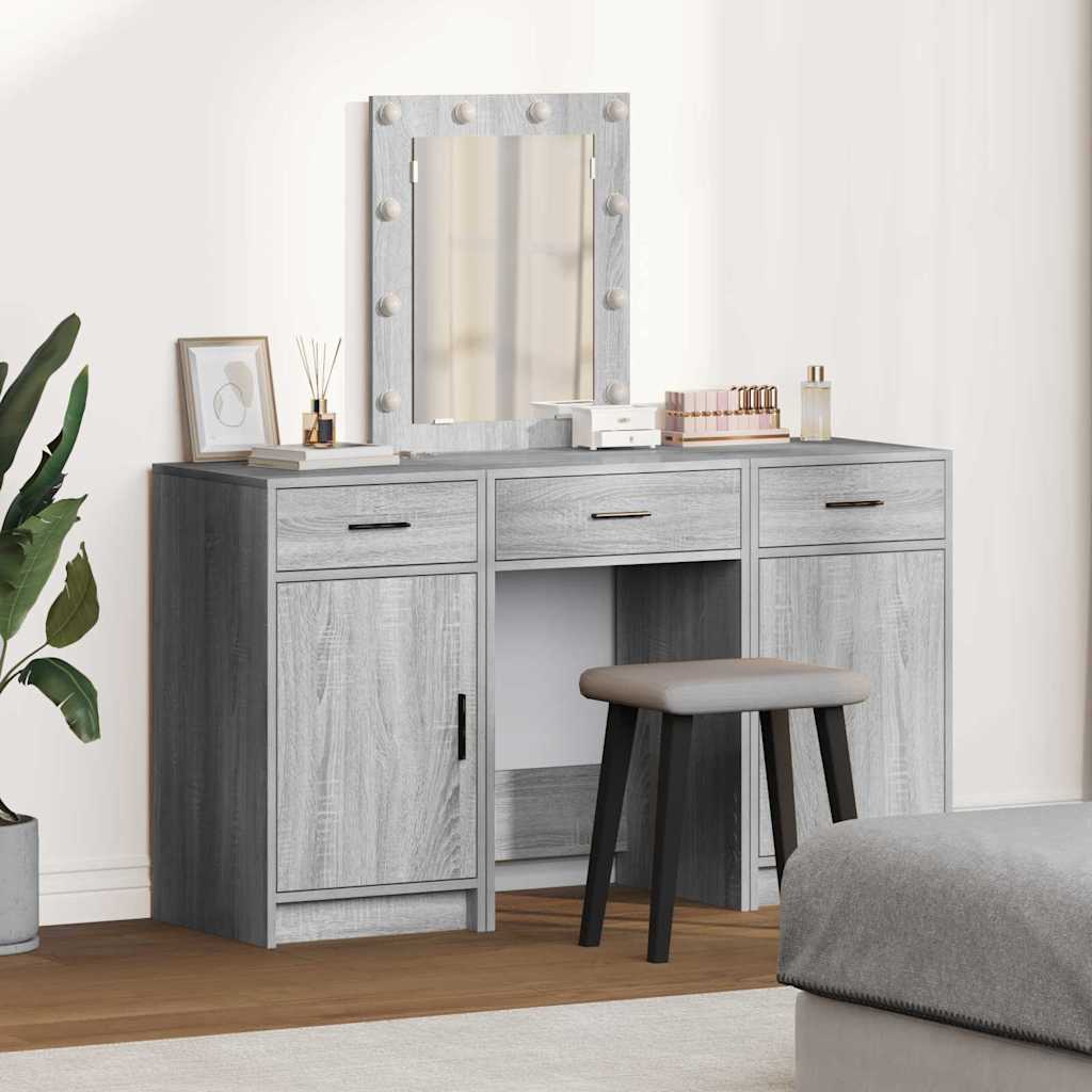 vidaXL Dressing table with mirror lights White 50 x 41 x 135 cm Engineered wood