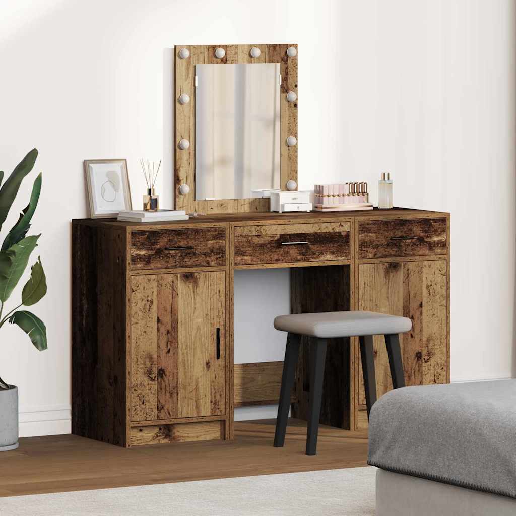 vidaXL Dressing table with mirror lights White 50 x 41 x 135 cm Engineered wood