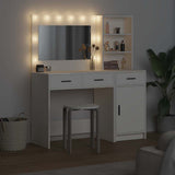vidaXL Dressing Table with Mirror Lights with Drawer 2 pcs White Engineered Wood