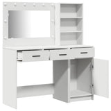 vidaXL Dressing Table with Mirror Lights with Drawer 2 pcs White Engineered Wood