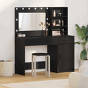vidaXL Dressing Table with Mirror Lights with Drawer 2 pcs White Engineered Wood