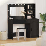 vidaXL Dressing Table with Mirror Lights with Drawer 2 pcs White Engineered Wood