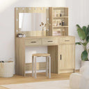 vidaXL Dressing Table with Mirror Lights with Drawer 2 pcs White Engineered Wood