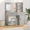 vidaXL Dressing Table with Mirror Lights with Drawer 2 pcs White Engineered Wood