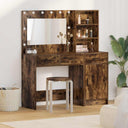 vidaXL Dressing Table with Mirror Lights with Drawer 2 pcs White Engineered Wood