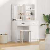 vidaXL Dressing tafel set met LED met lade 2 pcs Wit Bewerkt hout