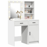 vidaXL Dressing tafel set met LED met lade 2 pcs Wit Bewerkt hout