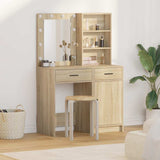 vidaXL Dressing tafel set met LED met lade 2 pcs Wit Bewerkt hout