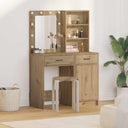 vidaXL Dressing tafel set met LED met lade 2 pcs Wit Bewerkt hout