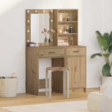 vidaXL Dressing tafel set met LED met lade 2 pcs Wit Bewerkt hout