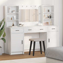 vidaXL Dressing Table Set with LED with Drawer 3 pcs White Engineered wood