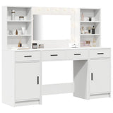 vidaXL Dressing Table Set with LED with Drawer 3 pcs White Engineered wood