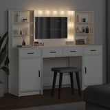 vidaXL Dressing Table Set with LED with Drawer 3 pcs White Engineered wood
