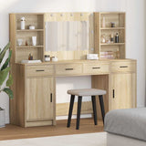 vidaXL Dressing Table Set with LED with Drawer 3 pcs White Engineered wood