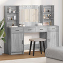 vidaXL Dressing Table Set with LED with Drawer 3 pcs White Engineered wood
