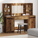 vidaXL Dressing Table Set with LED with Drawer 3 pcs White Engineered wood