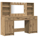vidaXL Dressing Table Set with LED with Drawer 3 pcs White Engineered wood