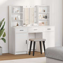 vidaXL Dressing tafel set met LED met lade 3 pcs Wit Bewerkt hout