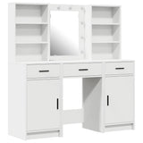 vidaXL Dressing tafel set met LED met lade 3 pcs Wit Bewerkt hout