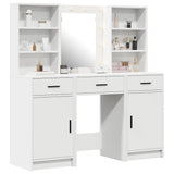 vidaXL Dressing tafel set met LED met lade 3 pcs Wit Bewerkt hout