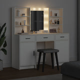 vidaXL Dressing tafel set met LED met lade 3 pcs Wit Bewerkt hout