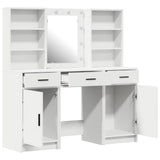 vidaXL Dressing tafel set met LED met lade 3 pcs Wit Bewerkt hout