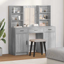 vidaXL Dressing tafel set met LED met lade 3 pcs Wit Bewerkt hout