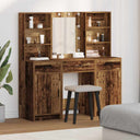 vidaXL Dressing tafel set met LED met lade 3 pcs Wit Bewerkt hout