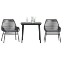 vidaXL 3-delige Tuinset met kussens poly rattan glas zwart