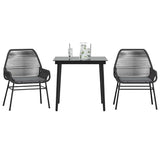 vidaXL 3-delige Tuinset met kussens poly rattan glas zwart