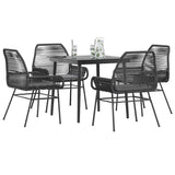 vidaXL 3-delige Tuinset met kussens poly rattan glas zwart