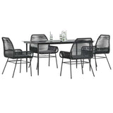 vidaXL 3-delige Tuinset met kussens poly rattan glas zwart