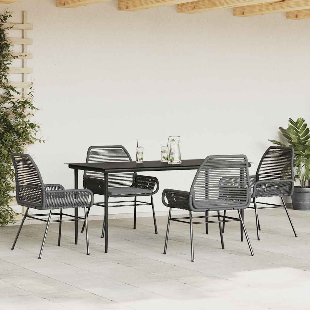 vidaXL 3-delige Tuinset met kussens poly rattan glas zwart