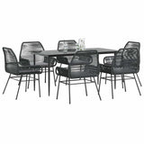 vidaXL 3-delige Tuinset met kussens poly rattan glas zwart