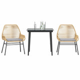 vidaXL 3-delige Tuinset met kussens poly rattan glas zwart